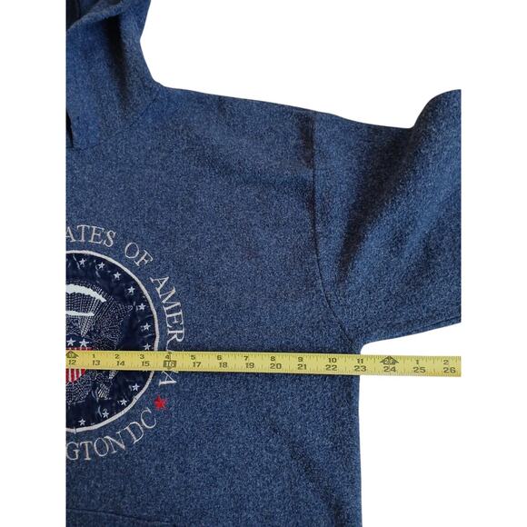 Washington DC Pullover Hoodie USA Sz M Blue Crushed Velvet Embroidery Kangaroo - Picture 12 of 16